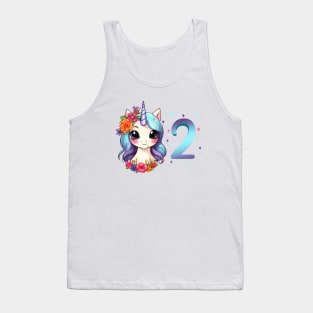 I am 2 with unicorn - girl birthday 2 years old Tank Top